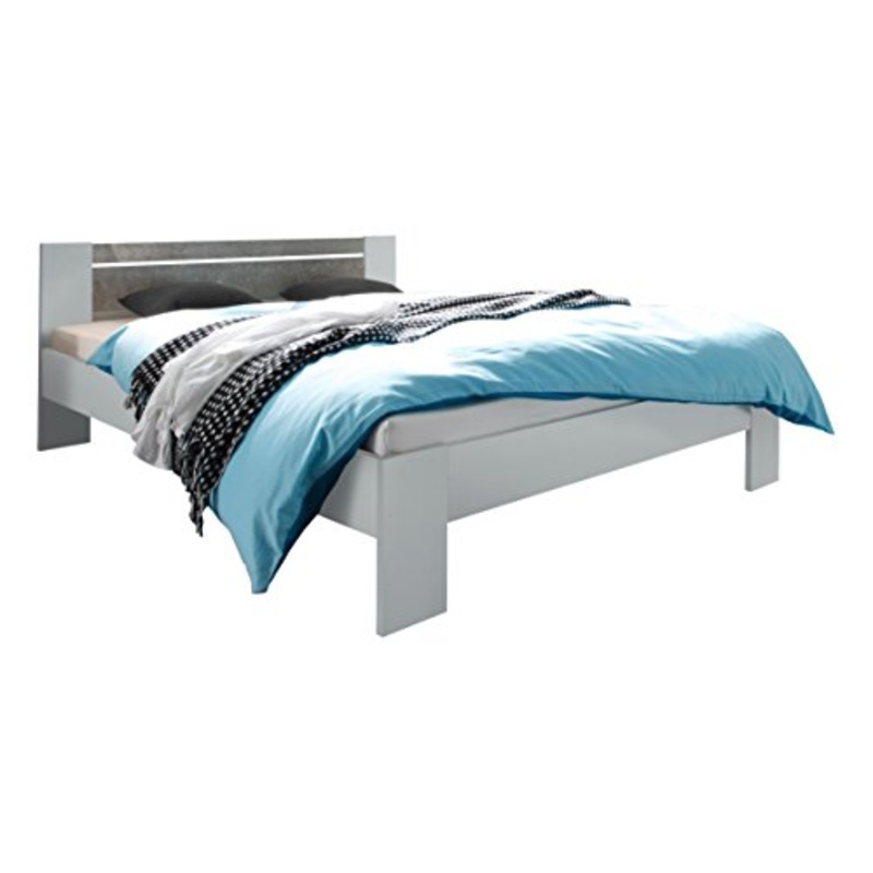 AVANTI TRENDSTORE – Pinto – Letto francese con materasso a molle e rete a doghe incluso, disponibile in diversi colori, dimensioni: LAP 145x68x204 cm (Bianco – grigio)