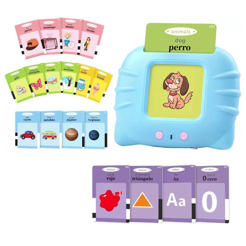 Blue Cat Spanish & English Bilingual Flash Card Reader – Interactive Audio Learning Toy (112 Cards)