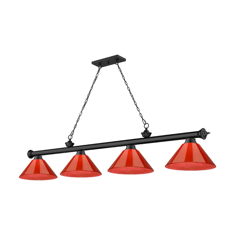 Cordon 4-Light Billiard Matte Black Cone Red Plastic