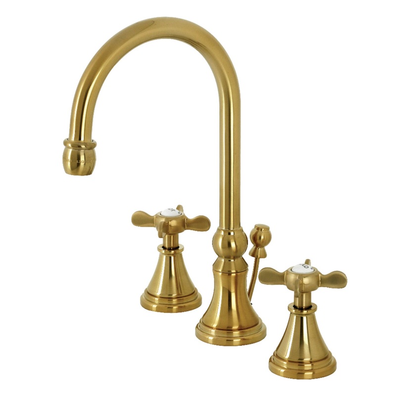 Kingston Brass KS2987BEX Essex Widespread Bathroom Faucet with Brass Pop-Up, Brushed Brass