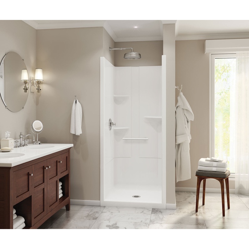 MAAX 105917-000-001 Camelia SH-3636 Acrylic Alcove Center Drain One-Piece Shower in White – No Seat