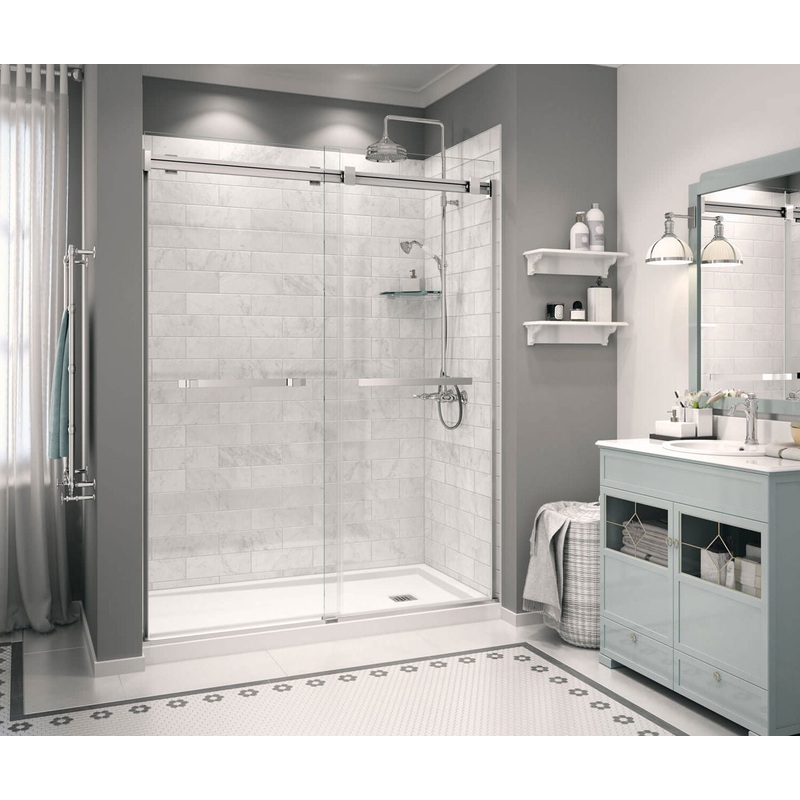 MAAX 106356-000-001-002 Zone Square 60 x 32 Acrylic Alcove or Corner Shower Base with Right-Hand Drain in White
