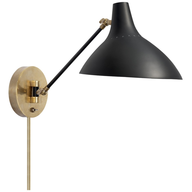 One Light Wall Sconce from the Charlton Collection in Black And Brass Finish by Visual Comfort Signature