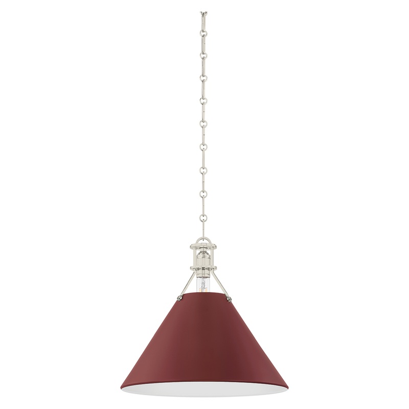 Painted No.2 1-Light Pendant Polished Nickel/Soft Crimson