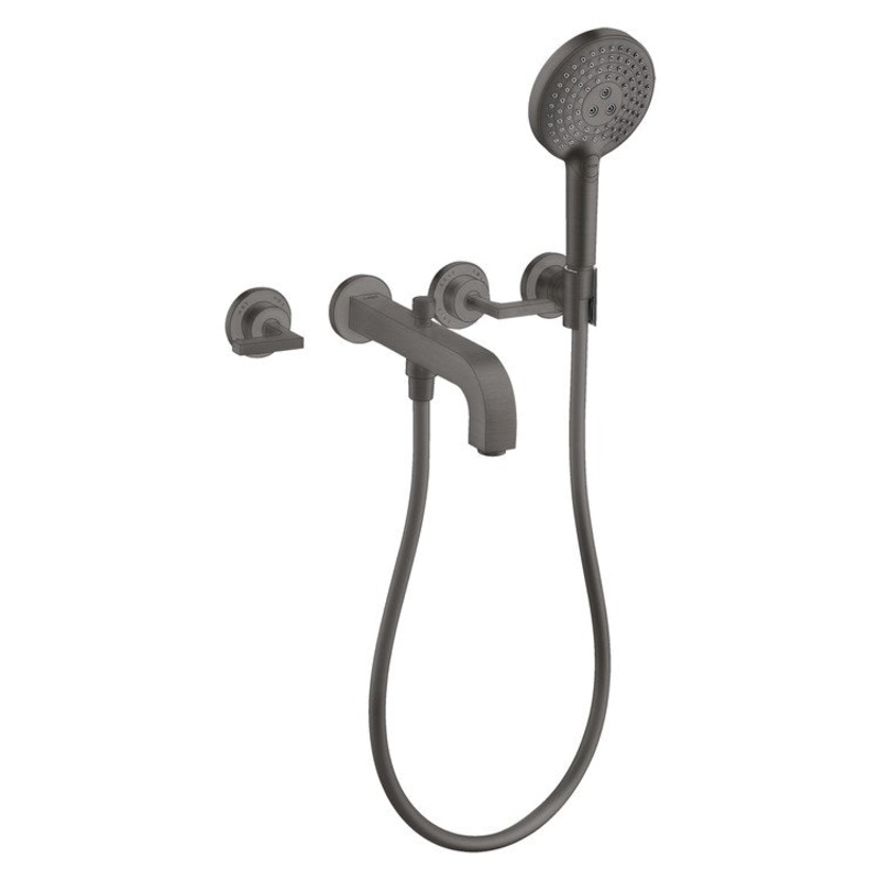 Roman Tub Trim Citterio with Handshower 2 Lever Brushed Black Chrome WaterSense 8 Inch Spread 3 Hole 5.0 Gallons per Minute