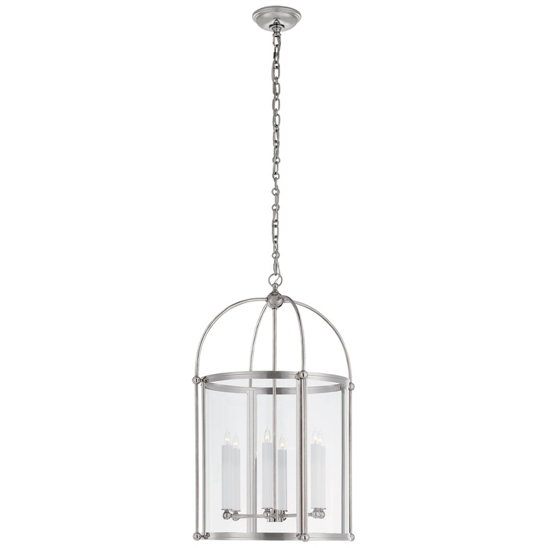 Six Light Lantern from the Riverside Round Collection in Polished Nickel Finish by Visual Comfort Signature