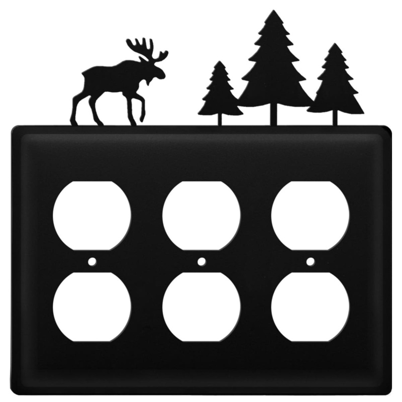 Village Wrought Iron EOOO-22 Triple Moose & Pine Trees Triple Outlet Cover CUSTOM Product