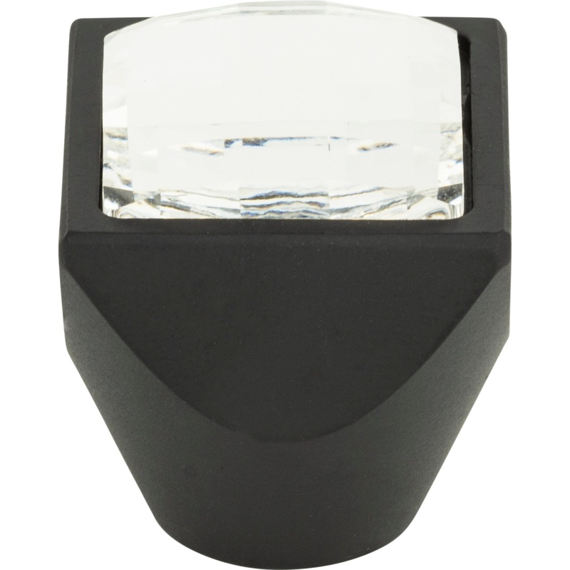 Atlas Homewares Crystal Large Square Knob 1 Inch Matte Black
