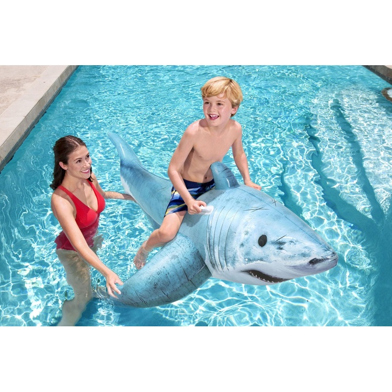 Bestway 1.83m x 1.02m Realistic Shark Pool Float Inflatable Rubber Ride on for Kids