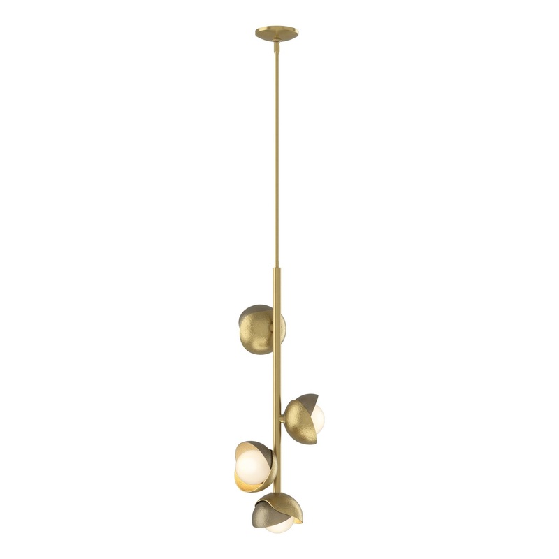 Brooklyn 4-Light Double Shade Vertical Pendant Modern Brass Soft Gold
