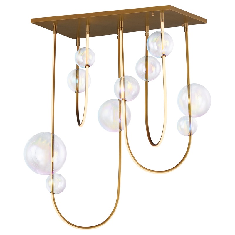Dreamer Rectalinear LED Pendant Natural Aged Brass