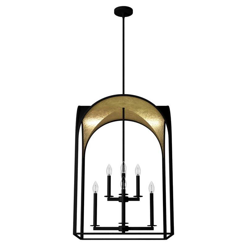 Eight Light Pendant from the Dukestown Collection in Natural Black Iron Finish by Hunter