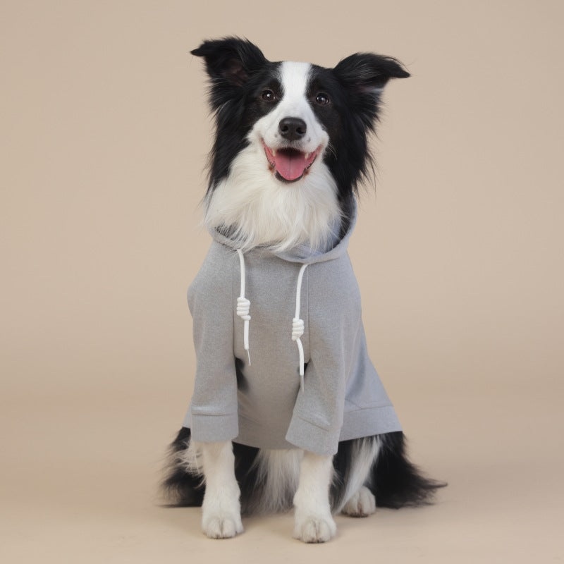 Grey Classic Dog Sweatshirt with Hood & Drawstrings – For Large Dogs (Size : 2XL)