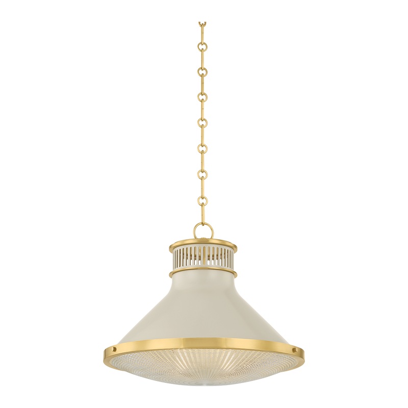Highclere 1-Light Pendant Aged Brass/Off-White