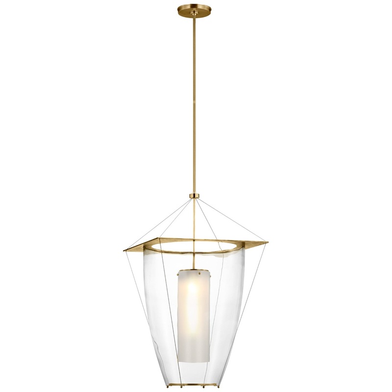 LED Lantern from the Ovalle Collection in Antique Brass Finish by Visual Comfort Signature