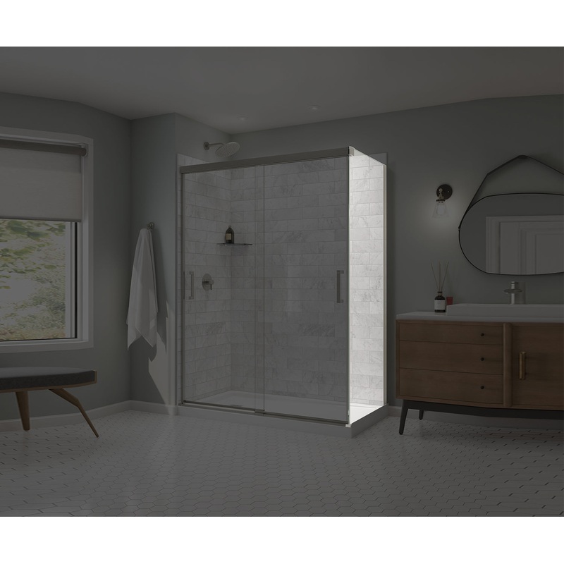 MAAX 136560-900-305-000 Incognito 76 Return Panel for 32 in. Base with Clear glass in Brushed Nickel
