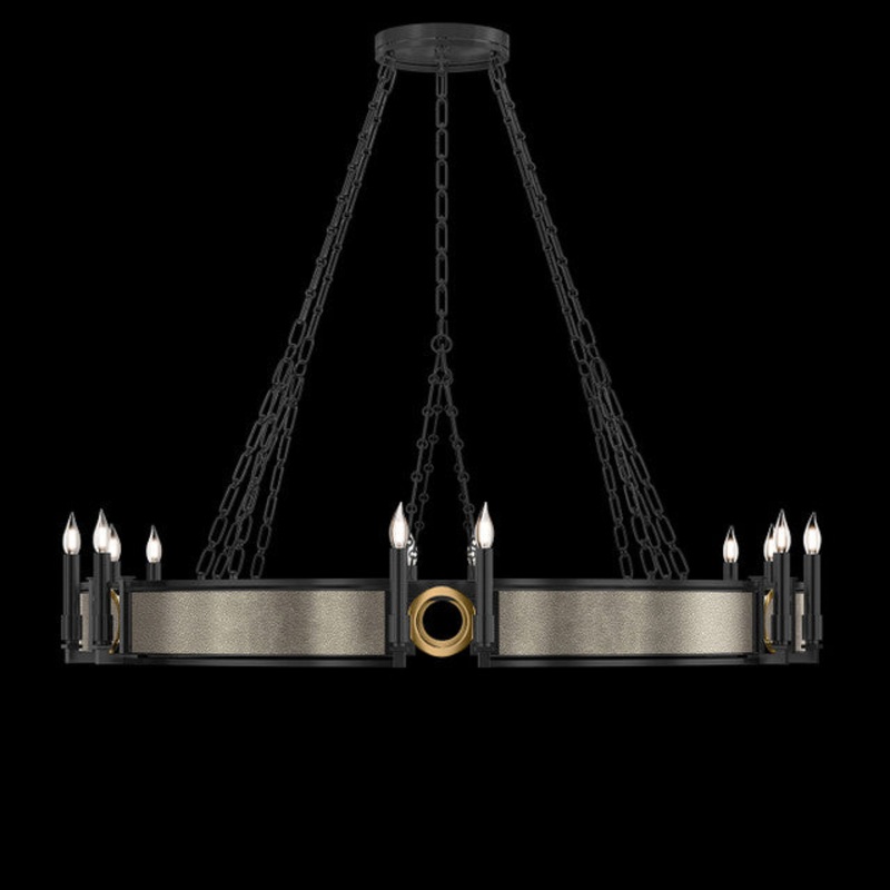 Mirage 49.75″W Round Chandelier Black Iron/Brass/Coco