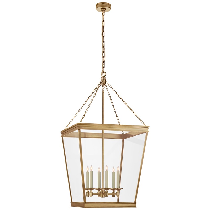 Six Light Lantern from the Launceton Collection in Antique-Burnished Brass Finish by Visual Comfort Signature