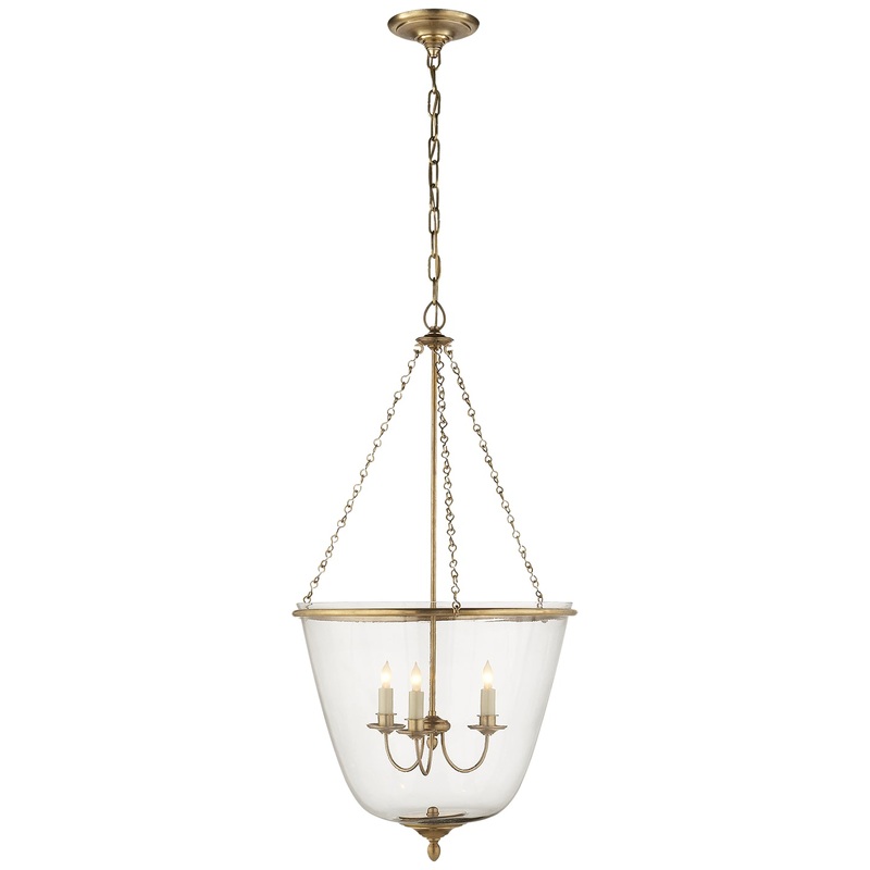 Three Light Lantern from the Pondview Collection in Hand-Rubbed Antique Brass Finish by Visual Comfort Signature