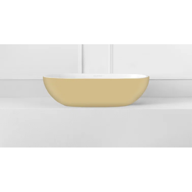 Victoria + Albert Barcelona 13.625” Matte White/Matte Beige Volcanic Limestone Oval Bathroom Sink