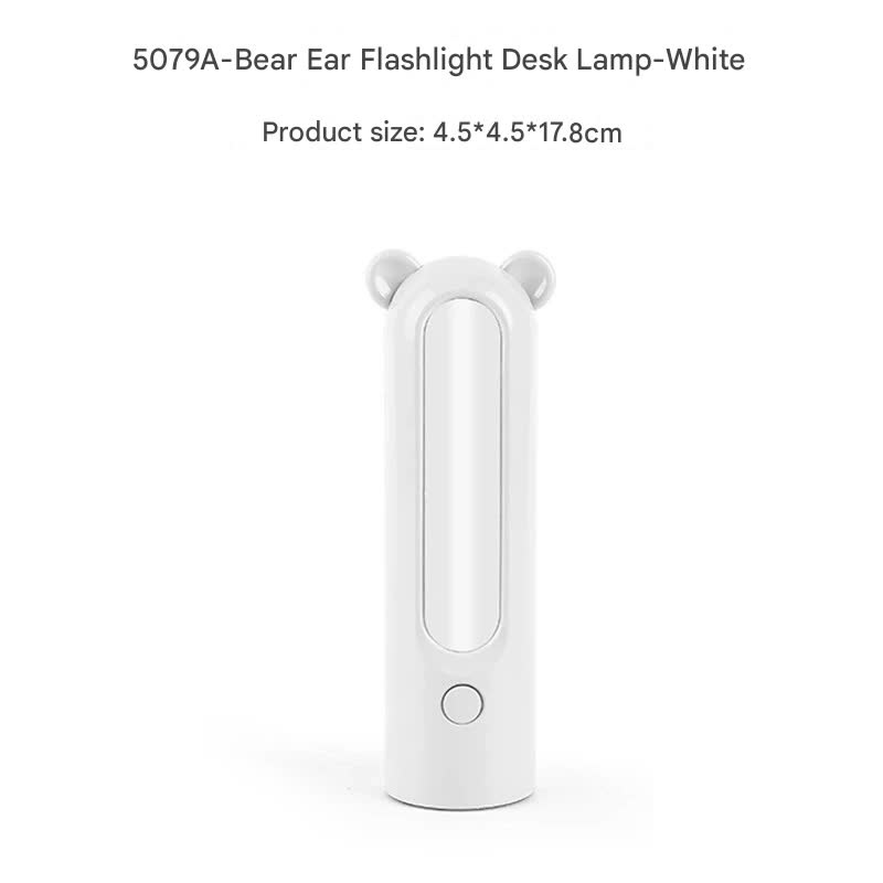 2-in-1 Portable LED Camping Lantern & Flashlight – USB Rechargeable, Dual Light Modes(Bear model white)