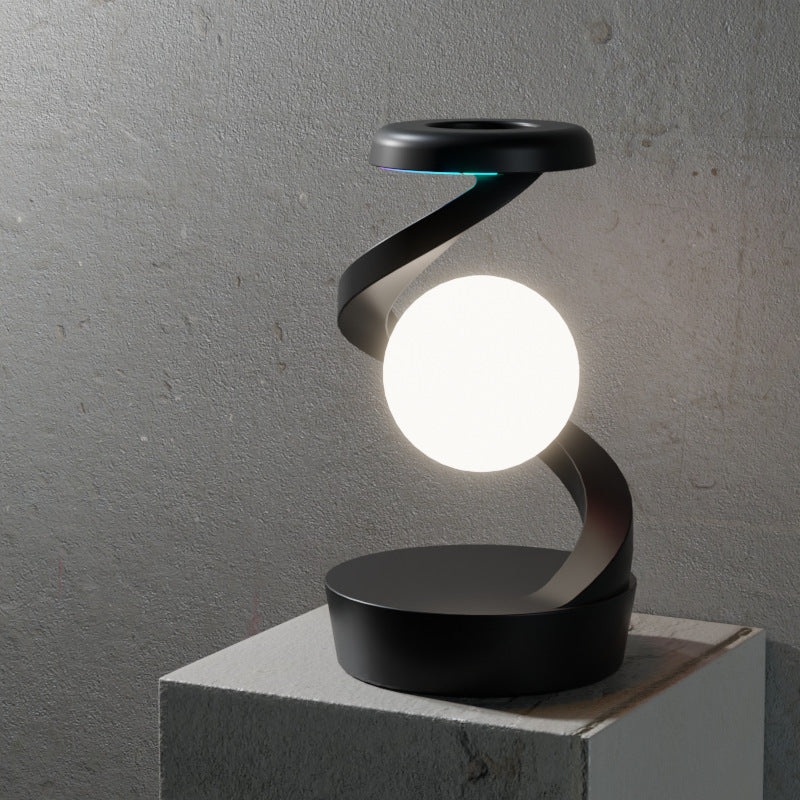 Black Modern Levitating LED Desk Lamp  – Spiral Design Atmosphere Light