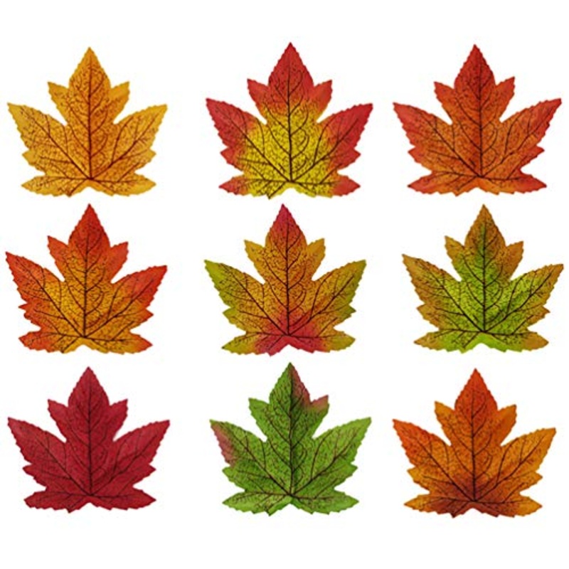 NUOBESTY Foglie di Acero Artificiale Pianta Autunnale Foglie di Autunno Tavolo Sparso Coriandoli Ornamenti per La Fotografia del Ringraziamento Prop Decorazione 100 Pz / 2 Confezioni