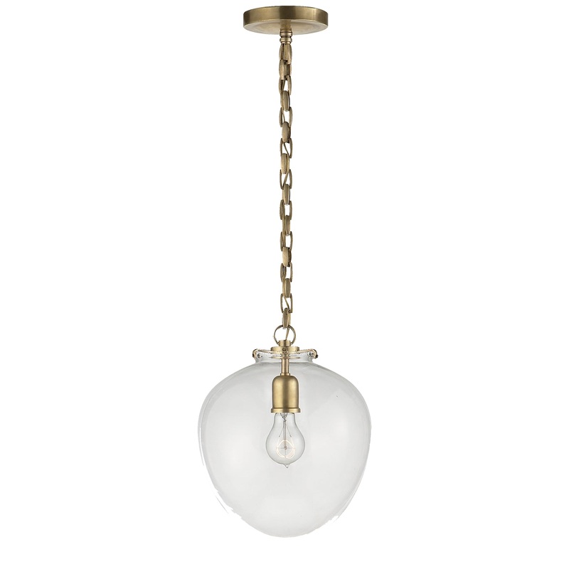 One Light Pendant from the Katie Acorn Collection in Hand-Rubbed Antique Brass Finish by Visual Comfort Signature