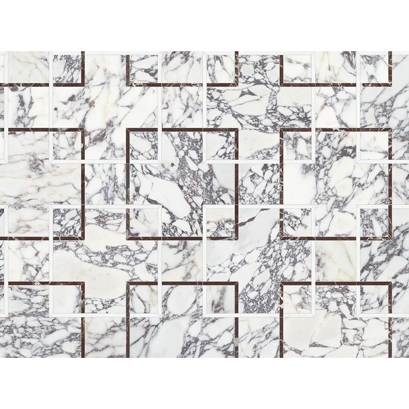 Utopio Schema Orchid Honed W/ Polished Accents Natural Stone Waterjet Mosaic