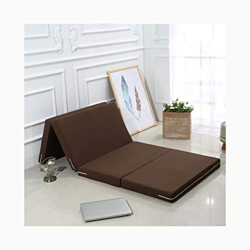 YANGLY Multifunzionale Materasso Pieghevole 5cm di Spessore Pieghevole for 4 Strati Traspirante E Lavabile (Color : Dark Coffee Color, Size : 35x75inch)