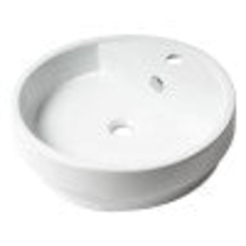 ALFI brand ABC702 White 19″ Round Semi Recessed Ceramic Sink with Faucet Hole