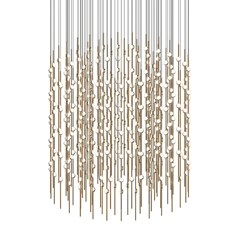 Constellation 48″ Centaurus Cylinder LED Pendant Satin Brass with White Optical Acrylic 3000K
