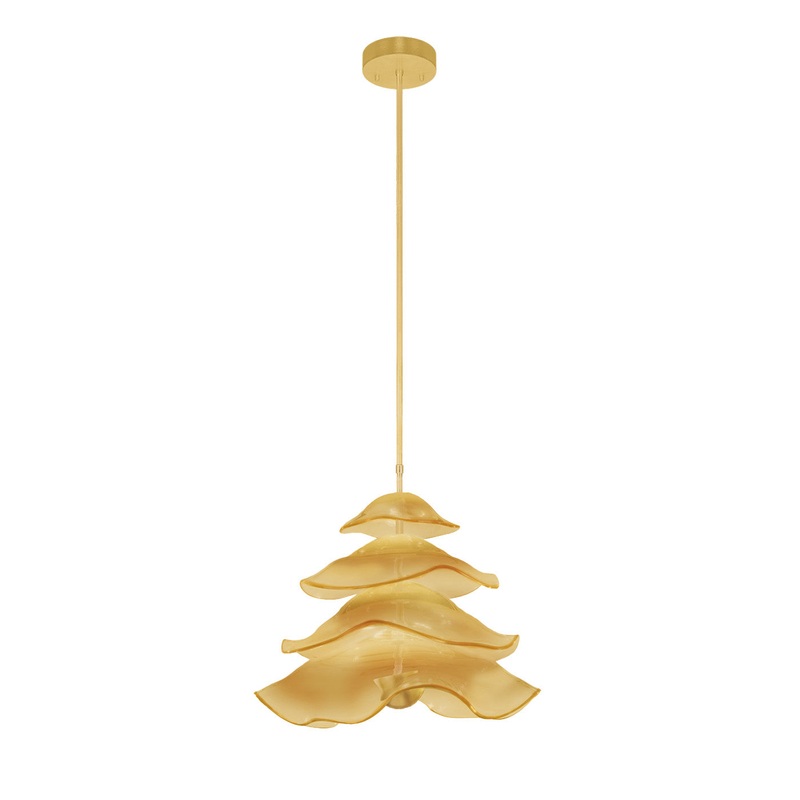Embark 20″W Round Pendant Gold Leaf/Amber