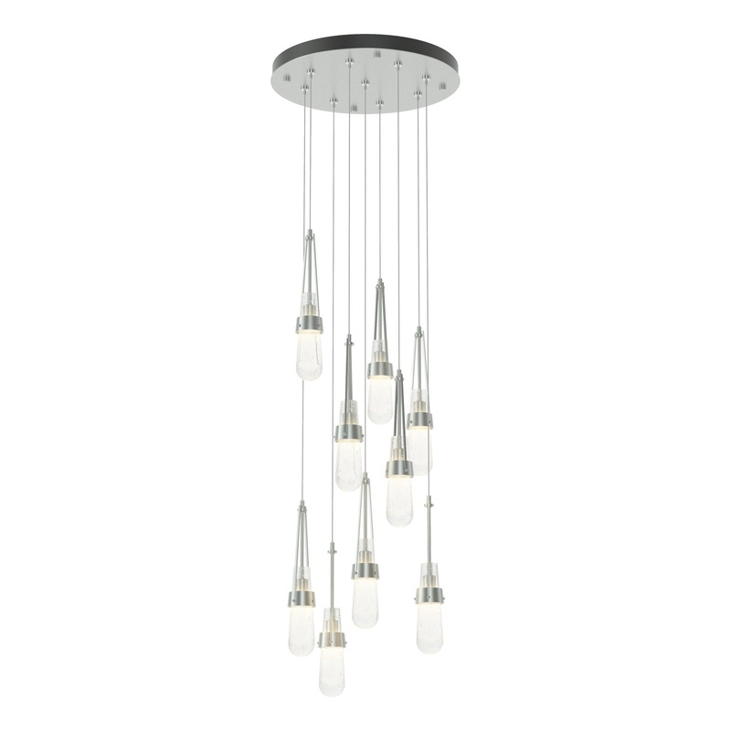 Link 9-Light Blown Glass Pendant Vintage Platinum Clear Bubble Glass (YG)