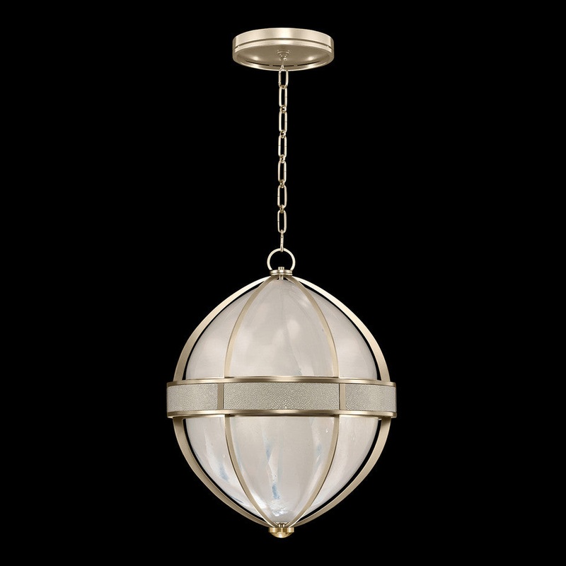 Mirage 18.75″W Round Pendant Champagne/Brass/Coco