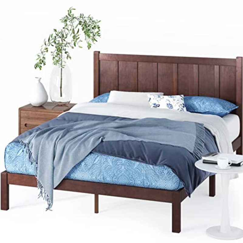 ZINUS Adrian 31 cm Letto in legno con testiera | Base in legno massello | Supporto per doghe in legno | Facile da montare | 140 x 190 cm | Stile rustico
