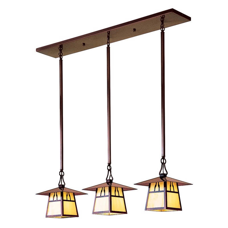 Arroyo CICH-8/3BGW-AC Carmel Three Light Pendant Antique Copper