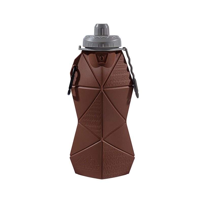 Brown and Grey Cup Lid Ultimate Foldable Silicone Water Bottle – Lightweight Leakproof Travel & Sports Hydration – 700ml
