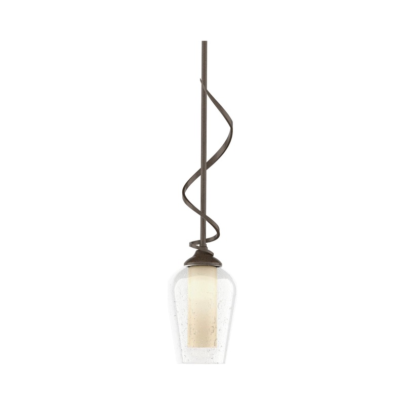 Flora Down Light Mini Pendant Bronze Seeded Glass with Opal Diffuser (ZS)