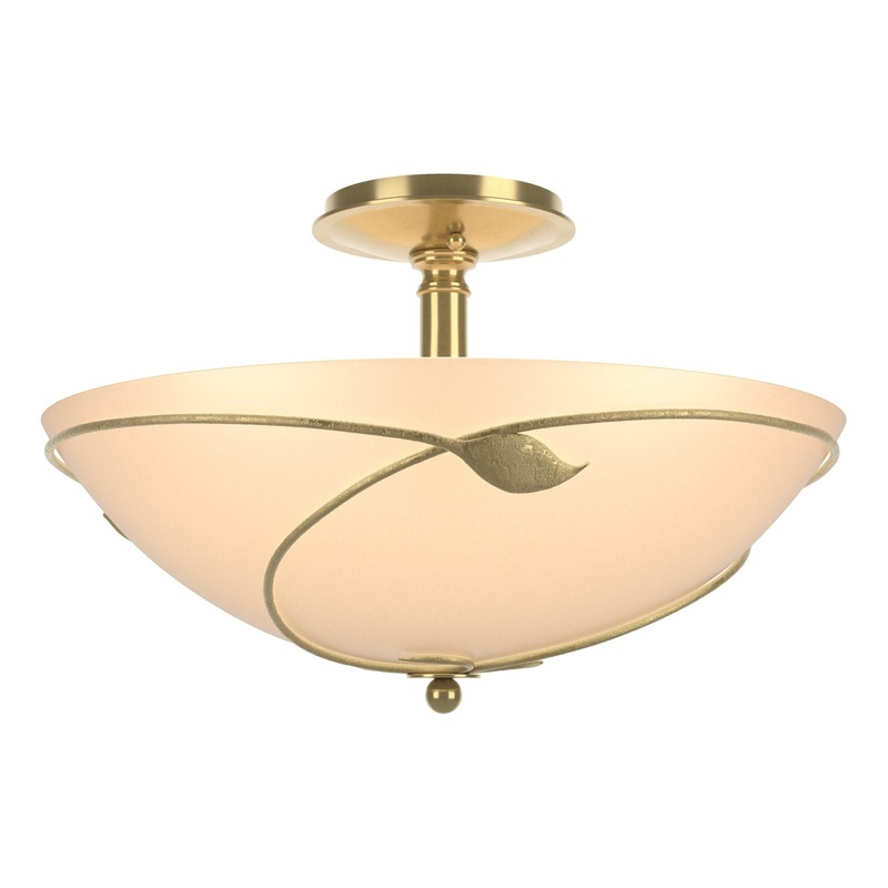 Forged Leaves Large Semi-Flush Modern Brass Sand Glass (SS)