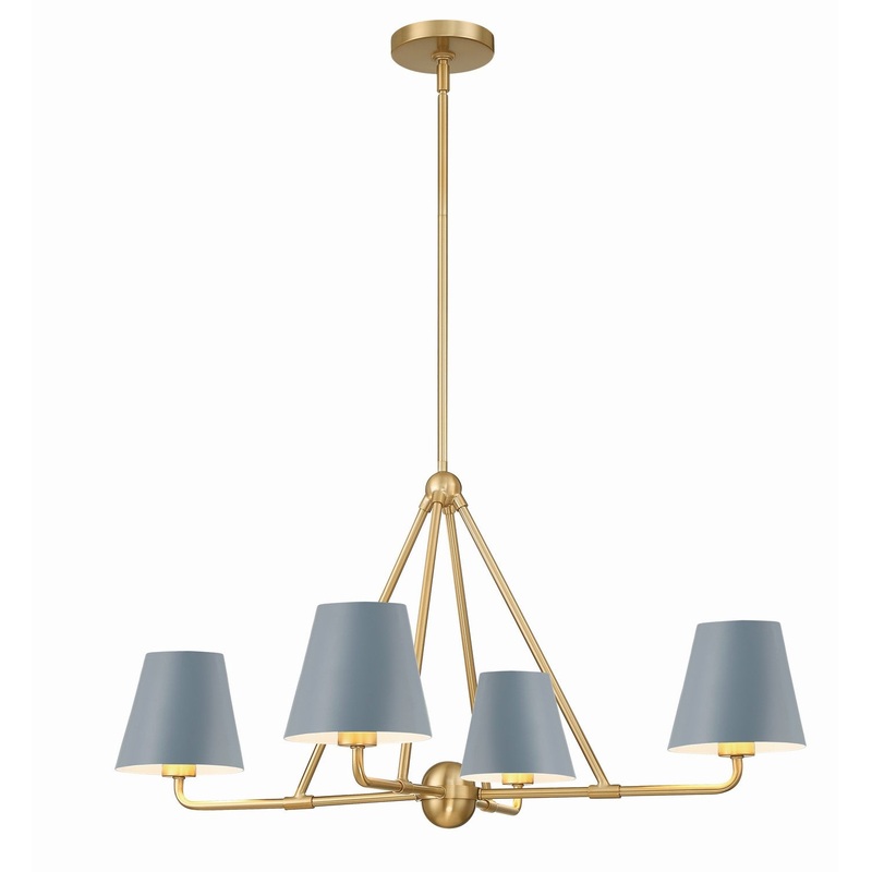 Four Light Chandelier from the Xavier Collection in Vibrant Gold / Blue Finish by Crystorama
