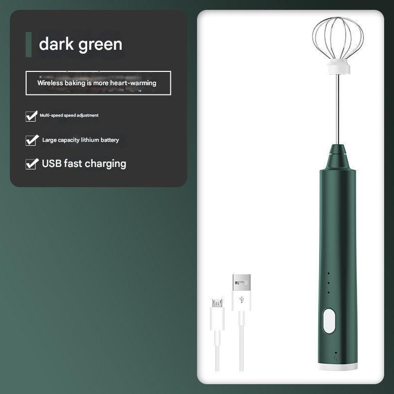 Green Cordless Egg Beater & Cream Whipper – USB Powered Hand Mixer(Balloon Head)