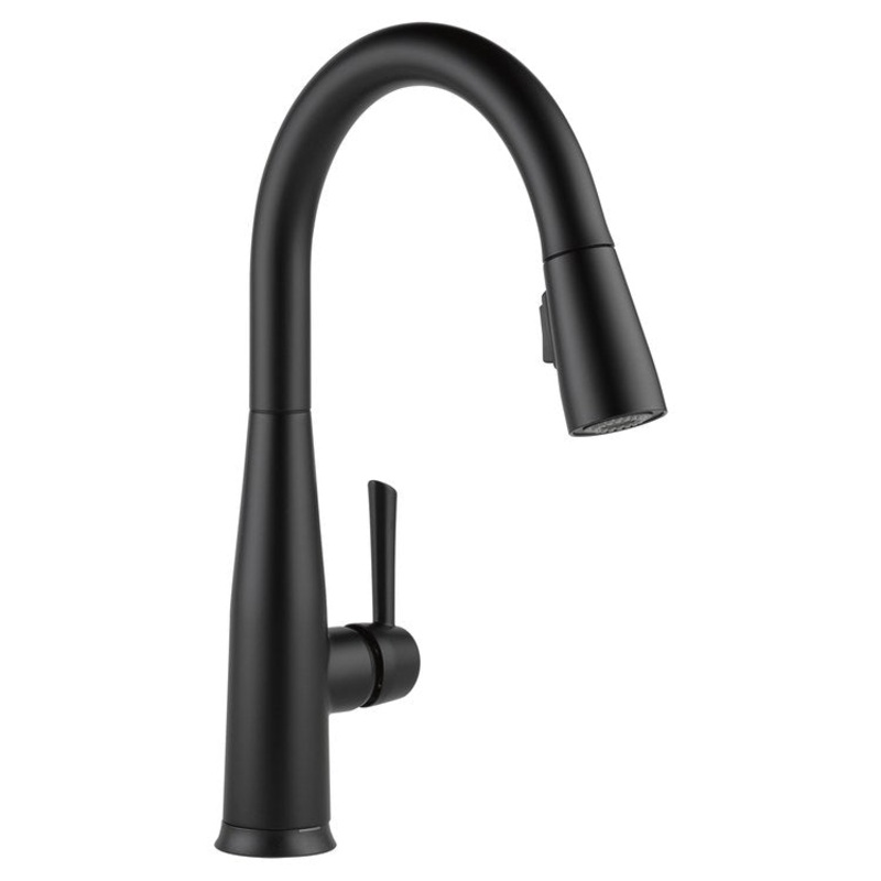 Kitchen Faucet Essa 8 Inch Spread 1 Lever ADA CALGreen Matte Black High Arc Pull Down 2 Function Wand Swivel 360DEG 1/3 Hole VoiceIQ/Touch2O with Touchless/MagnaTite Docking 1.8 Gallons per Minute