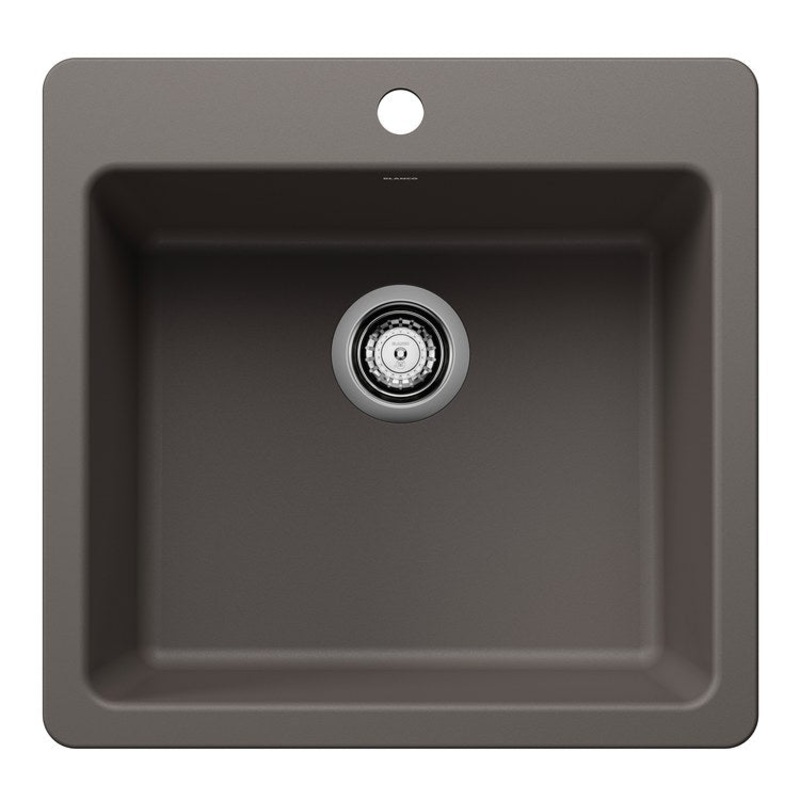 Kitchen Sink Liven 21 Inch 1 Bowl Single 2 Hole Volcano Gray Undermount/Drop In Rectangular Silgrant