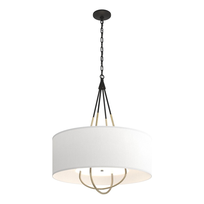 Loop Pendant Black Modern Brass Natural Anna Shade (SF)
