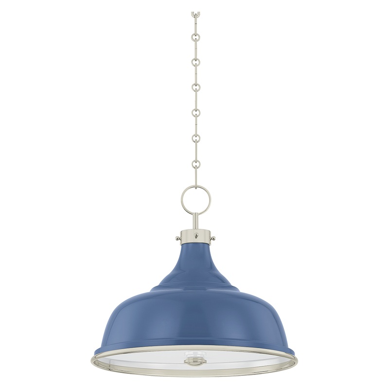 Painted No.1 3-Light Pendant Polished Nickel/Soft French Blue
