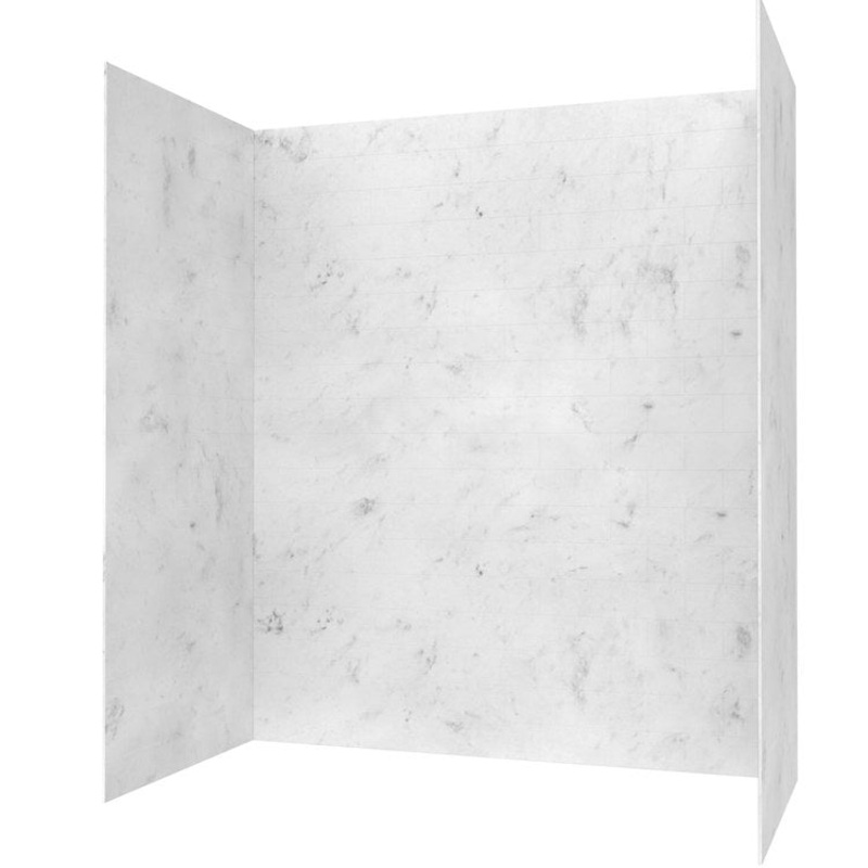 Shower Wall Kit Metro Subway Tile Glue Up 36 x 36 x 72 Inch Carrara Swanstone