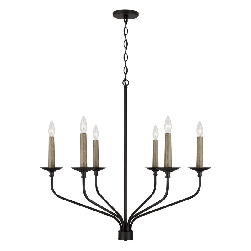Six Light Chandelier from the Wilder Collection in Matte Black Finish by Capital Lighting