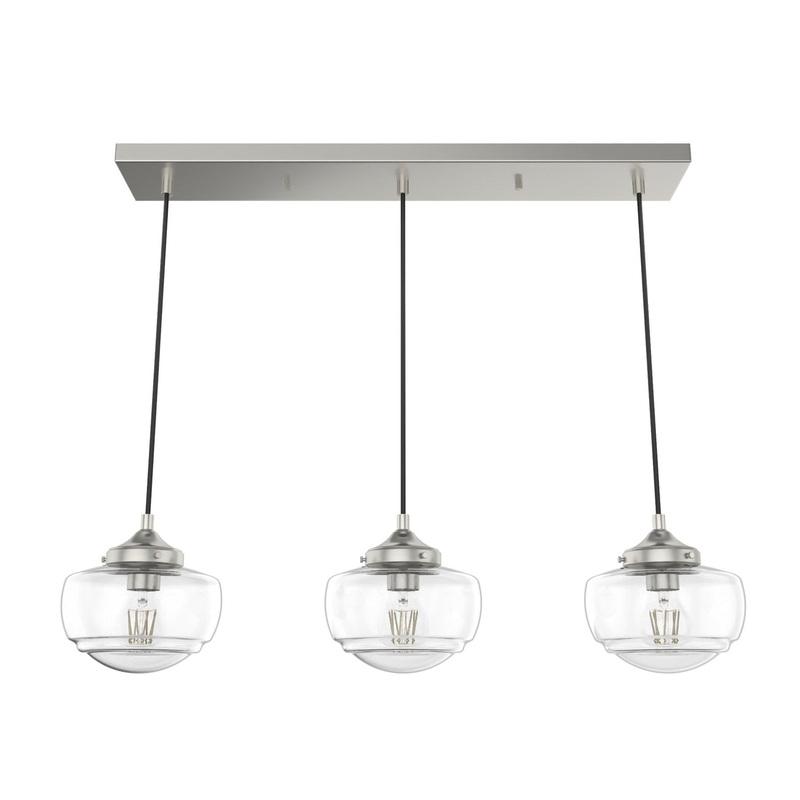 Three Light Linear Cluster from the Saddle Creek Collection in Brushed Nickel Finish by Hunter