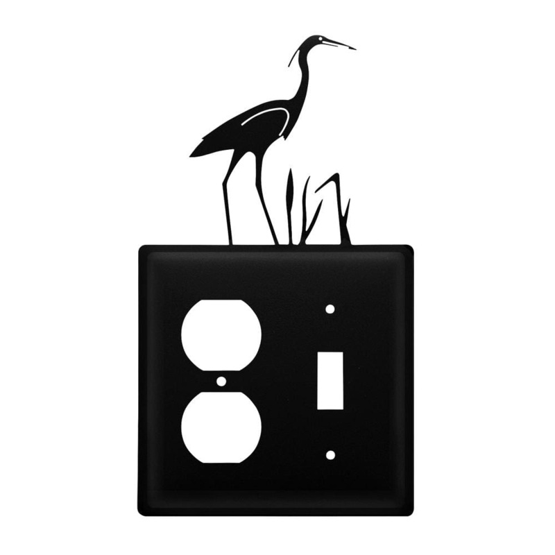 Village Wrought Iron EOS-133 Double Heron Single Outlet and Switch Cover